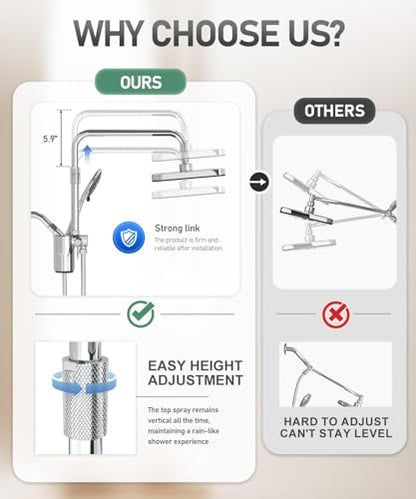 Filtered Shower Head with Handheld Spray Combo,12 inch High Pressure Rainfall Shower Head with Adjustable Slide Bar,Dual Rainfall Showerhead,Bathroom Accessories,Chrome