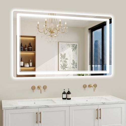 24"x48" LED Bathroom Mirror with Lights, Backlit + Front Lit, Anti-Fog, Lighted Bathroom Mirror for Wall, HD Shatterproof Tempered Glass, Dimmable, Memory Function (Horizontal/Vertical) - size: 48"L x 24"W