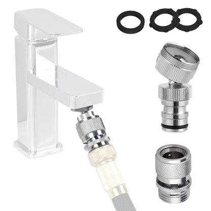 Hibbent Faucet Adapter Kit, Swivel Adapter to Connect Garden Hose - Multi-Thread Solid Brass Quick Connector Garden Hose Fitting 3/4 Inch - Chrome - color: Chrome, style: Swivel Garden Hose Adapter with Quick Connector