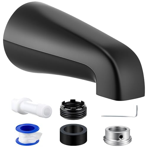 Dreyoo Tub Spout (Universal Fits 1/2" Copper Pipe, 1/2" IPS and 3/4" IPS), Bathroom Bathtub Faucet with Adapters and Hex Wrench(Matte Black,Without Diverter) - color: Matte Black, style: Without Diverter