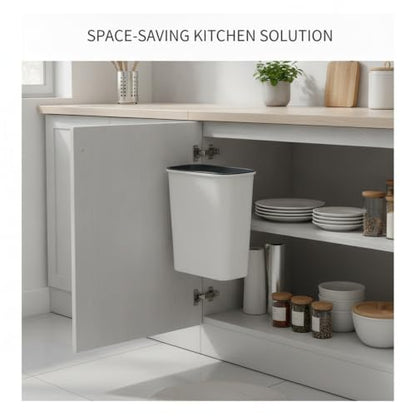 Wall-Mounted Trash Can, Compact 1.06 Gallon Waste Bin for Kitchen Cabinet or Bathroom, Space-Saving PP Plastic Disposal Unit (1 PC) - color: White