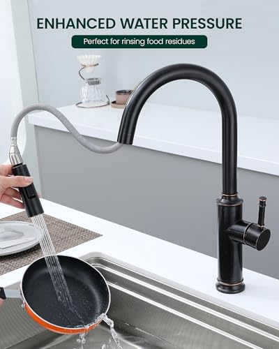 Metal Kitchen Faucet Head Replacement, Oil Rubbed Bronze | 2-Mode Pull Down Kitchen Faucet Spray Head with 15 Adapters, High Pressure Sink Sprayer Nozzle Stainless Steel - color: Oil Rubbed Bronze