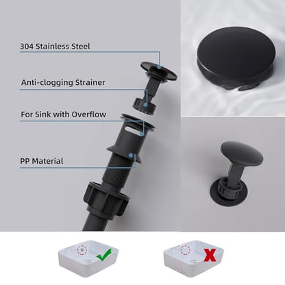 BELZ Black Bathroom Faucet, Lead-Free for 1 or 3 Hole 4" Vanity Sink | NSF372 Compliant,Anti-peeling PVD Finish,Includes Pop-up Drain & Hoses,Single Handle Modern Design, Easy DIY Install - color: Matte Black