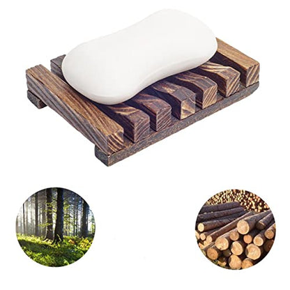 6 Pieces Wooden Soap Dish, Self Draining Soap Dish Holder Natural Drain Soap Saver, Soap Tray for Shower Used for Bathroom, Kitchen - color: Brown-6 Pcs