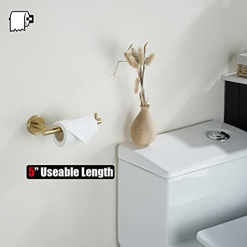 JQK Gold Toilet Paper Holder, 5 Inch Tissue Paper Dispenser, 304 Stainless Steel Thick 0.8mm Wall Mount, Brushed Brass 2 Pack, TPH100-BG-P2 - color: Gold, size: Bar(2 Pack)