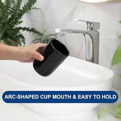 Bathroom Tumbler Cup Ceramic 12.6oz Reusable Toothbrush Cup 375ml, Toothbrush Holder for Your Bathroom (Black) - color: Stripe-black, size: 1pcs