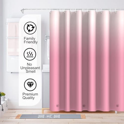 TIKABC Shower Curtain Liner, 4G PEVA Shower Liner, Plastic Waterproof Shower Curtains, with Grommet Holes and 3 Magnetic Weights(Gradient Pink) - color: Gradient Pink