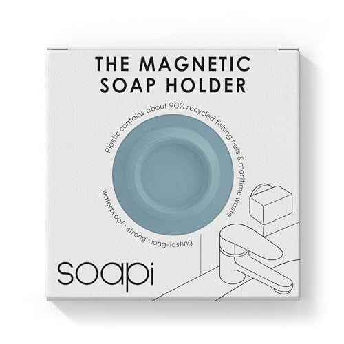 Magnetic Soap Holder – Light Blue - No-Drill Installation – Space-Saving Wall Soap Dish – Wall Mounted, Eco-Friendly Bar Soap Holder – Recycled Ocean Plastic – Stick Anywhere - Soapi - color: Light Blue