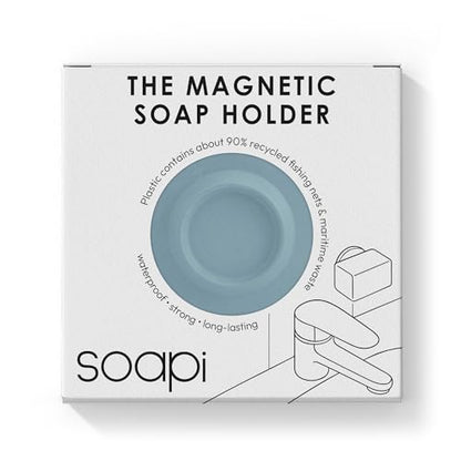 Magnetic Soap Holder – Light Blue - No-Drill Installation – Space-Saving Wall Soap Dish – Wall Mounted, Eco-Friendly Bar Soap Holder – Recycled Ocean Plastic – Stick Anywhere - Soapi - color: Light Blue