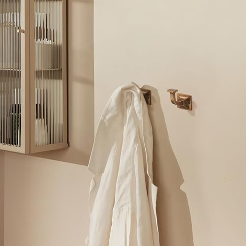 CHIVS Heavy Duty Sold Zinc Towel Hooks, Wall Mounted Square Robe Hooks for Bathroom, Kitchen, Bedroom, Hotel ，Antique Brass Wall Hook 5 Pack - color: Antique Brass