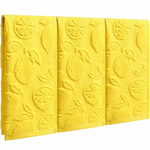 3pcs Lemon Hand Towels Set,100% Cotton Yellow Citrus Decorative Towel for Bathroom Kitchen Summer Home Decor Gift,13.8X 29.5 Inch - color: Lemon, size: 3pcs