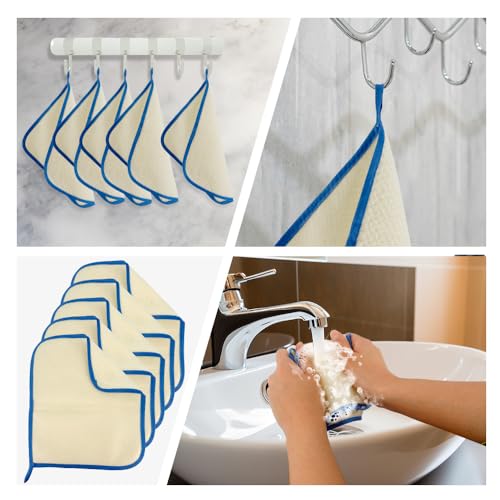 Blue Frame Face & Body Wash Cloths - Exfoliating Towel 5Pack - style: Blue