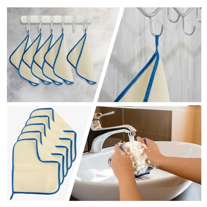 Blue Frame Face & Body Wash Cloths - Exfoliating Towel 5Pack - style: Blue