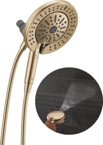 Delta 6-Setting In2ition 2-in-1 Dual Shower Head with Handheld High Pressure ProClean Spray, Brushed Gold Detachable Shower Head with Hose, 1.75 GPM Flow Rate, Champagne Bronze 75655CZ - color: Champagne Bronze