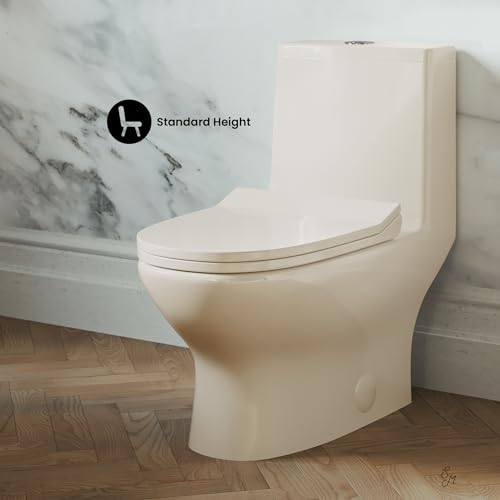 Ivy One Piece Toilet Dual Vortex Flush 1.1/1.6 gpf in Bisque - color: Glossy Bisque, size: 12" Rough-in