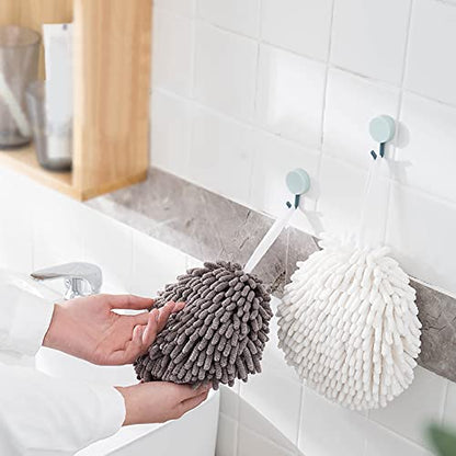 4 Pack Chenille Hand Towels Soft Absorbent Microfiber Towels Ball Home Kitchen Bathroom Hanging Towels Quick Dry Cloths - color: White,gray