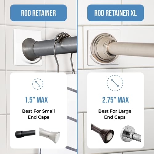 Adhesive Shower Curtain Rod Holder | Rod Retainer | No Drilling | Stick On | 3M Adhesive | Cream | 2 Pack | Shower Curtain Rod Not Included | - color: Cream, size: Small