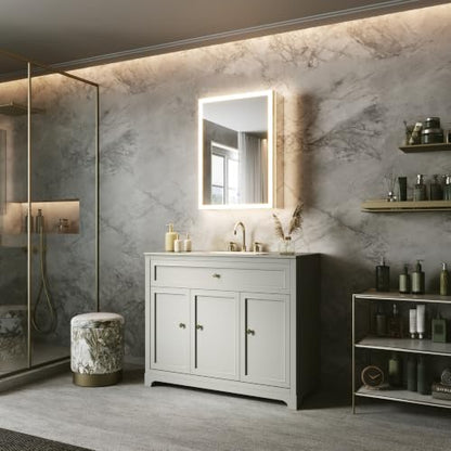 20x28 Lighted Medicine Cabinet, Separate Front & Back Lights | Surface/Recessed LED Medicine Cabinet for Bathroom with Side Mirrors, Dimmable Light, Anti-Fog, Memory,Silver Aluminum Frame - size: 20" x 28" (Left Hinge)