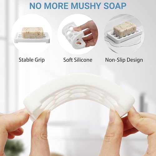 Honeycomb Silicone Soap Dish, Self Draining Soap Holder with Raised Grid Design, Non Slip Soap Saver Tray, Quick Dry Soap Dish for Bathroom Kitchen Sink Shower, Black & White - color: Black & White