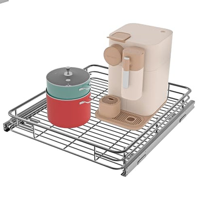 Pull Out Cabinet Organizer 20" W x 21" D, Chrome | Slide Out Shelves for Kitchen Cabinet, 100 lbs Capacity, Smooth Ball-Bearing Glides, Heavy-Gauge Steel Wire, Fits 21" Opening - size: 20" W x 21" D