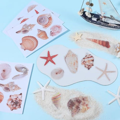 6 Pages Sea Shell Bathtub Non Slip Stickers Bulk Bathtub Sea Stickers with Scraper Adhesive Ocean Animal Slippery Floor Decal for Shower and Bath Tub Home Decorations DIY Crafts Gift Adult - style: Shell 2