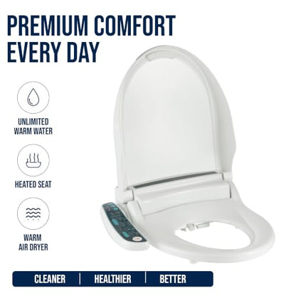 BidetMate 2000 Series Electric Bidet Toilet Seat, Round, Heated Seat | Heated Water Seat, Unlimited Warm Water Wash, Dryer, Deodorizer, Self Cleaning Nozzle, Side Panel Control, Fits Round Toilets - style: 2000 Series | Round | Side Panel