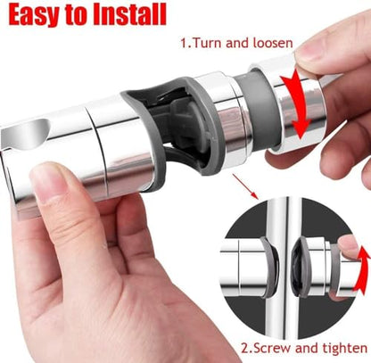Adjustable Shower Head Holder for Slide Bar 18-25MM, ABS Chrome | Universal 18-25MM O.D. Rail Head Bracket Holder for Slider Clamp Bathroom Replacement 360 Degree Rotation Sprayer Holder