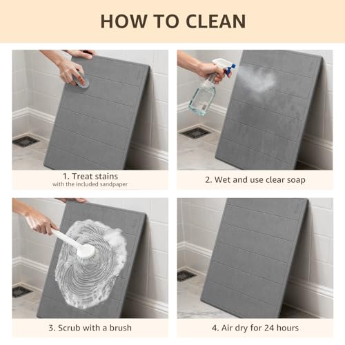 Yolife 32"x 20" Stone Bath Mat Large, Diatomaceous Earth Bath Mat for Bathroom, Super Absorbent Quick Drying Stone Shower Mat, Non-Slip Natural Diatomite Bathroom Floor Mat, Easy to Clean (Dark Grey) - color: Dark Grey