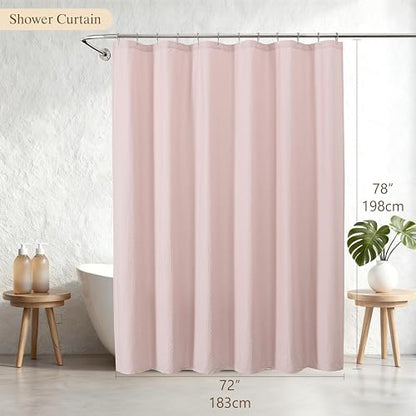 Aiyufeng Pink Shower Curtains for Bathroom，Dot Like Embossed Textured Waterproof Fabric Shower Curtain，Hotel Luxury Quality & Soft Cloth，Machine Washable，72Wx78L - color: Pink, size: 72"W x 78"L (Pack of 1)