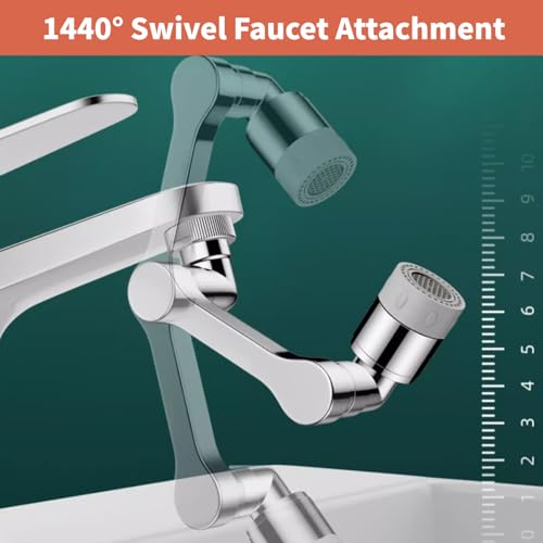 1440° Swivel Sink Faucet Extender - Rotating Kitchen Sprayer, 2 Flow Modes, 1080°+360° Rotatable Sink Aerator Extension, Swivel Multifunctional Robotic Arm for Kitchen/Bathroom