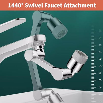 1440° Swivel Sink Faucet Extender - Rotating Kitchen Sprayer, 2 Flow Modes, 1080°+360° Rotatable Sink Aerator Extension, Swivel Multifunctional Robotic Arm for Kitchen/Bathroom