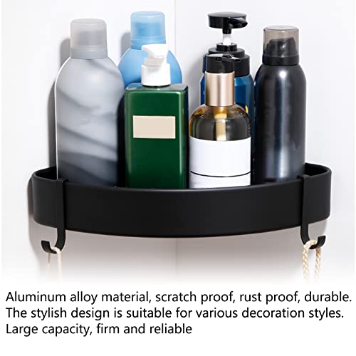 Shower Shelf Wall Mounted Triangular Corner Shelves Storage Rack Organizer for Home Bathroom Rest Room Black Aluminum Alloy Rust Proof Durable
