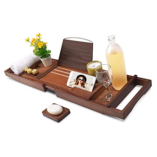 Bamboo Bathtub Caddy Tray, Bathtub Trays, Bamboo Bathtub Trays Caddy, Expandable Bathtub Caddy Tray, Ideal Gift for Loved Ones