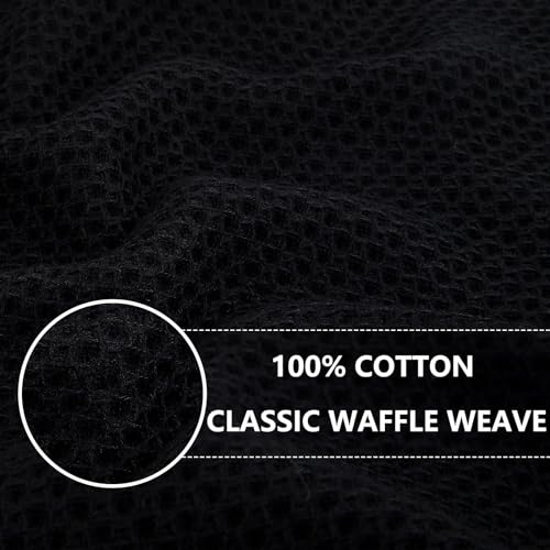 Homaxy 100% Cotton Waffle Weave Kitchen Dish Cloths, 9-Pack, Black | Ultra Soft Absorbent Dish Towels, Quick Drying Dish Rags with Hanging Loop, 12 x 12 Inches - color: Black, size: 12 x 12 - 9 Pack