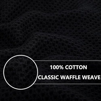 Homaxy 100% Cotton Waffle Weave Kitchen Dish Cloths, 9-Pack, Black | Ultra Soft Absorbent Dish Towels, Quick Drying Dish Rags with Hanging Loop, 12 x 12 Inches - color: Black, size: 12 x 12 - 9 Pack