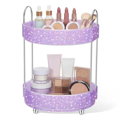 360 Rotating Rhinestone Perfume Organizer,2 Tiers,Resin Diamond,Purple - color: Purple, size: 2 Tiers, style: Resin Diamond