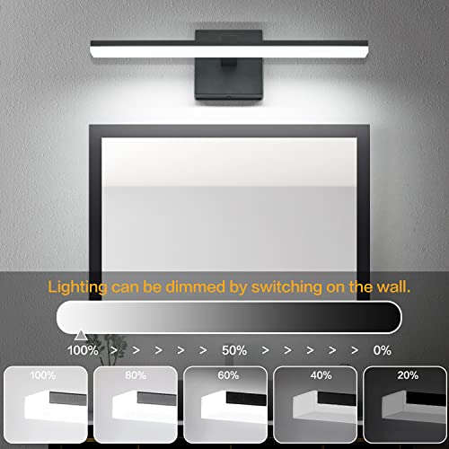 Black Bathroom Vanity Lights - 18 inch Modern LED Bathroom Light Fixtures Dimmable Vanity Light Acrylic Bath Room Lighting Fixture Over Mirror - color: Black- Dimmable, size: 18-inch
