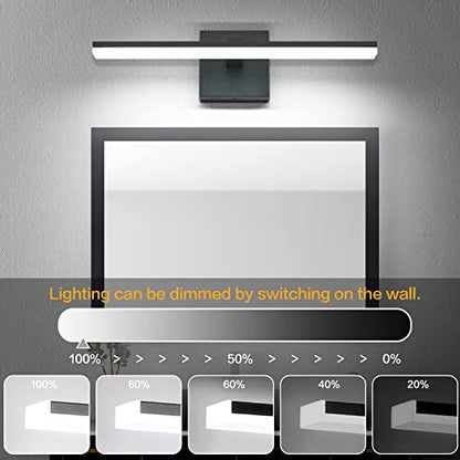 Black Bathroom Vanity Lights - 18 inch Modern LED Bathroom Light Fixtures Dimmable Vanity Light Acrylic Bath Room Lighting Fixture Over Mirror - color: Black- Dimmable, size: 18-inch