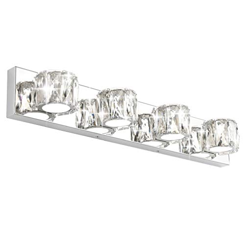 Aipsun 4 Lights Crystal Vanity Lights Over Mirror Modern Vanity Lights for Bathroom LED Light Fixtures,White Light - size: 4 light