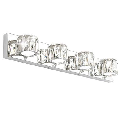 Aipsun 4 Lights Crystal Vanity Lights Over Mirror Modern Vanity Lights for Bathroom LED Light Fixtures,White Light - size: 4 light