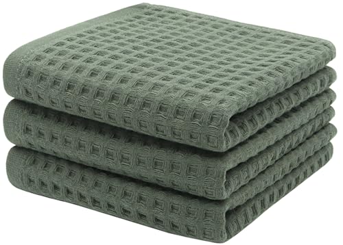 Mia's Dream Cotton Bathroom Hand Towels Set,3 Pack,13" x 27",Olive Green | Quick Drying Hand Towels for Bathroom & Kitchen, Thin Bath Towels and Washcloths Sets, Soft Face Towels - color: Olive Green (Hand Towel：13" X 27")