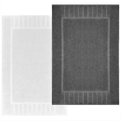 White Classic Luxury Bath Mat Floor Towel Set - Absorbent Cotton Hotel Spa Shower/Bathtub Mats [Not a Bathroom Rug] 22"x34" | 2 Pack | Gray/White - color: 05: Grey/White
