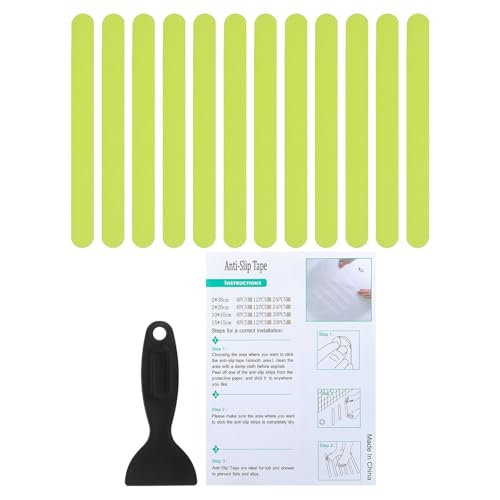 PATIKIL Bathtub Non Slip Stickers 7.87x0.79 Inch, 12 Pack Safety Shower Floor Anti Slip Stickers with Adhesive Decals Scraper for Bath Tub Shower Floor Stair, Light Green - color: Light Green, size: 20x2 cm/7.87x0.79"