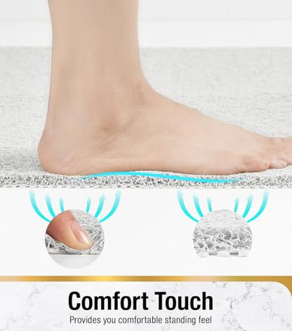 HITSLAM Bathtub Mat Non Slip, 35 x 16 Inch Long Soft PVC Loofah Shower Mat, Bath Mat for Tub Without Suction Cups, Quick Drying Bath Tub Mat for Shower and Bathroom, Easy to Clean, White - color: White