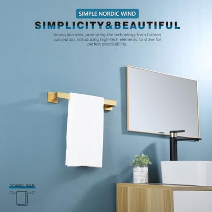 KOKOSIRI 12 Inch Hand Towel Holder Bath Towel Bar Kitchen Dish Cloths Hanger Stainless Steel Wall Mount, Brushed Gold, B4003BG-L12 - color: Brushed Gold, size: 12-Inch