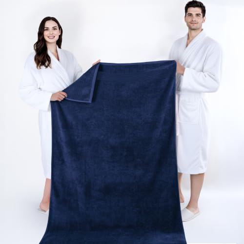 Cotton Paradise 100% Cotton Turkish Towel Set, Soft Absorbent Quick Dry, 2 Piece 35x70 Bath Sheet Set, Navy Blue - color: Navy Blue, size: 35"x70"