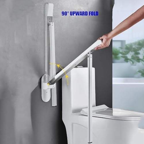 Foldable Handrail Grab Bars, Wall Mounted Toilet Safety Support, Anti Slip Shower Assist Aid, Toilet Grab Bar,Bathroom Safety Handrails for Elderly Pregnant Women Disabled(White)