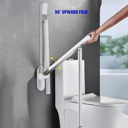 Foldable Handrail Grab Bars, Wall Mounted Toilet Safety Support, Anti Slip Shower Assist Aid, Toilet Grab Bar,Bathroom Safety Handrails for Elderly Pregnant Women Disabled(White)