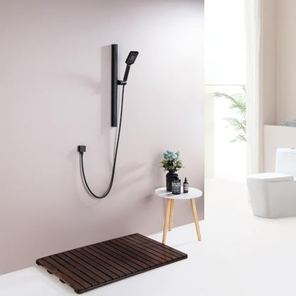 Matte Black Hand Shower with Slide Bar, 3-Function High Pressure Handheld Shower Head with Slide Bar, Stainless Steel Adjustable Height 25" Long Slide Bar Combo Shower Faucet, Wall Mount