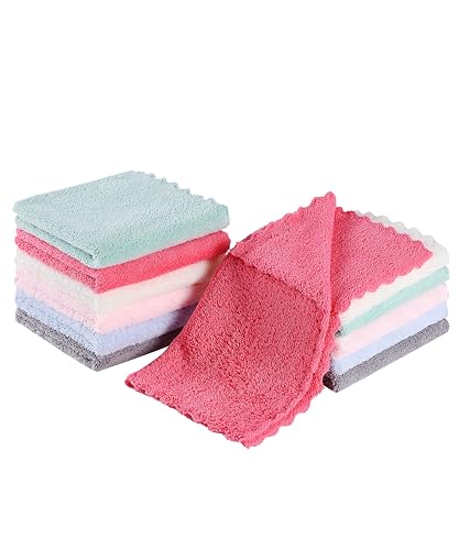 Slick- Baby Washcloths, 12 Pack, 10"x10", Microfiber Coral Fleece Baby Towels, Soft & Highly Absorbent Wash Cloths for Newborns, Infants and Toddlers, Gentle on Delicate Skin for Face, Hands and Body